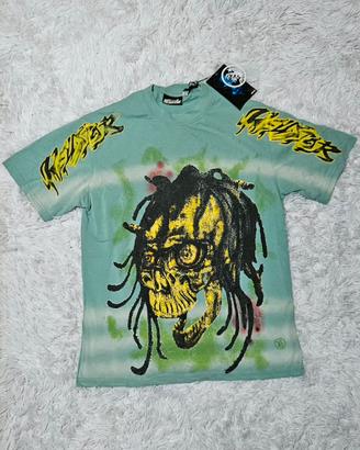 Hellstar T shirt rasta skull blu chiaro.