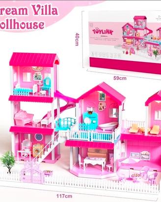Casa  delle Bambole Rosa 3 Piani- Gioco Creativo