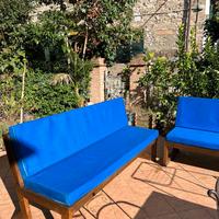 Lounge set giardino in legno + cuscini