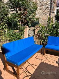 Lounge set giardino in legno + cuscini