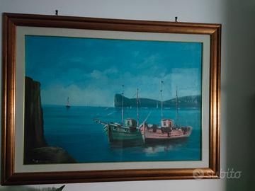 DIPINTO AD OLIO "CAPO CACCIA" 70x100 M. DESSENA