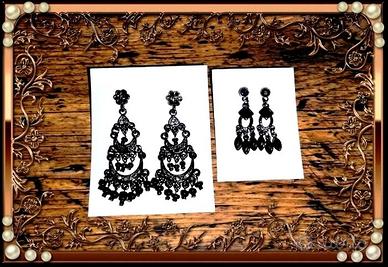 SET 2 PAIA ORECCHINI PENDENTI *STILE ANTICATO*