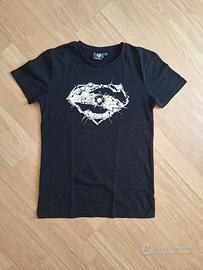 T-shirt Superman nera e argento 