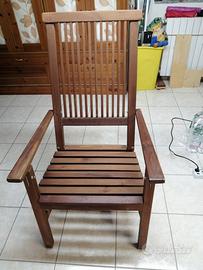 Sedia poltrona in legno reclinabile