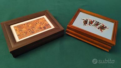 SCATOLE D'EPOCA IN LEGNO CON VETRO E SPECCHIO