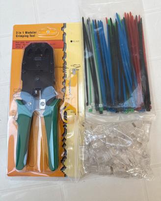 Pinza crimpatrice Ethernet+plug+fascette