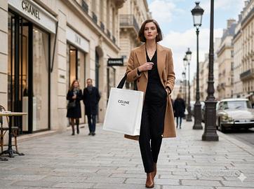 Shopper Celine Paris Bianca Cartoncino - Lusso