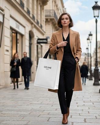 Shopper Celine Paris Bianca Cartoncino - Lusso