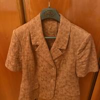 Blazer doppiopetto donna corto effetto damascato