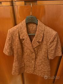 Blazer doppiopetto donna corto effetto damascato