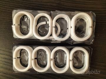 24 Anelli plastica bianca per telo doccia vasca