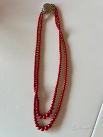 Collana vintage doppio filo in corallo