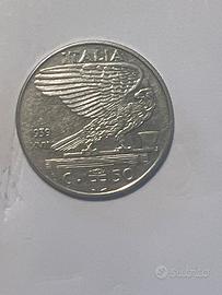 Moneta Vintage 1939 moneta da 50 centesimi