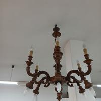 coppia lampadari artistici in legno