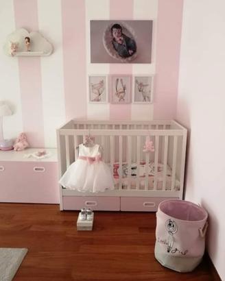 Lettino sbarre Ikea rosa bimba