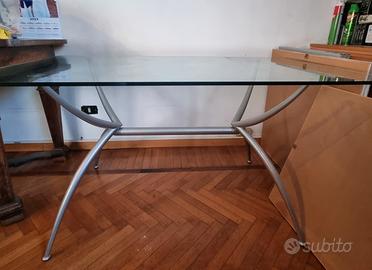 Tavolo moderno Calligaris Diablo vetro e acciaio