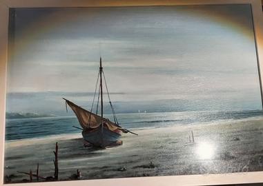 Dipinto ad olio barca a vela