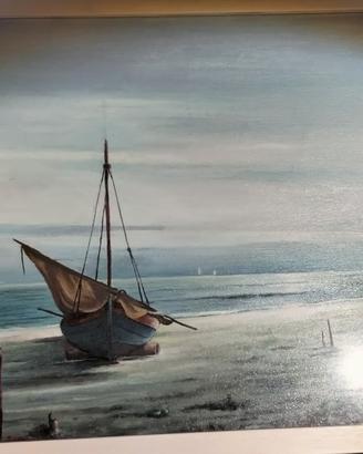 Dipinto ad olio barca a vela