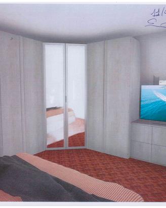 Armadio con cabina ad angolo + cassettiera