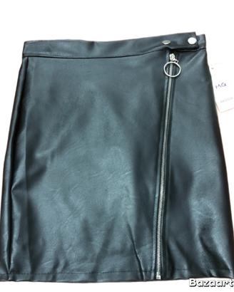 Gonna in ecopelle nera con zip taglia ( S )