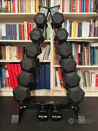 Pesi Manubri Esagonali con Rastrelliera. Nuovo