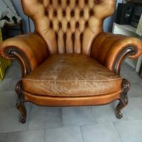 Coppia di poltrone in vera pelle Chateux D  Ax