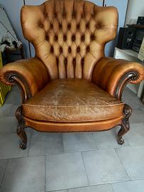 Coppia di poltrone in vera pelle Chateux D  Ax