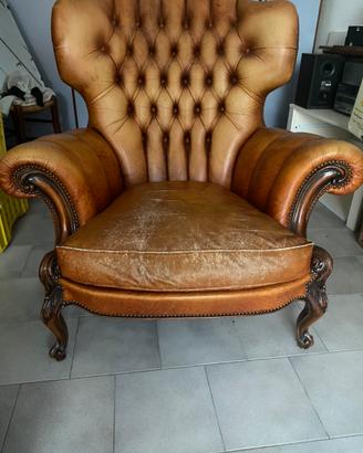 Coppia di poltrone in vera pelle Chateux D  Ax