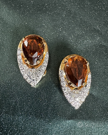 Orecchini Vogue Bijoux vintage clip pietra ambra