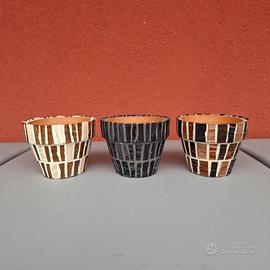 Set 3 vasetti in mosaico 