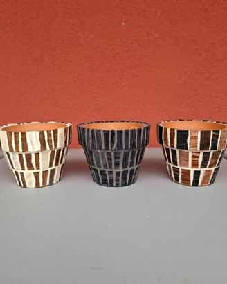 Set 3 vasetti in mosaico 