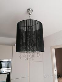 lampadario chandelier nero e cristalli 