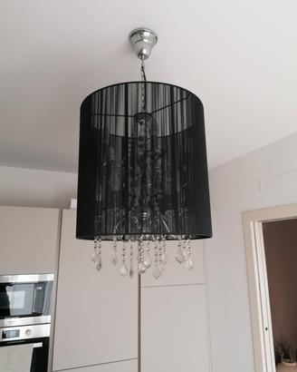 lampadario chandelier nero e cristalli 