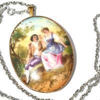 Collier  oro 18kt con pendant ceramica antica