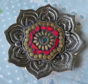 Porta Incenso Piattino Metallo Fiore di Loto Coni