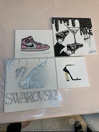 Quadretti con i brillantini fatti a mano