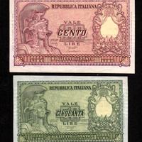 COPPIA CENTO 100 E CINQUANTA 50 LIRE ITALIA ELMATA