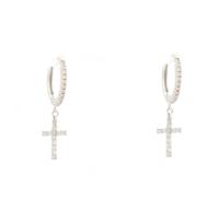 Orecchini croci in oro bianco con diamanti