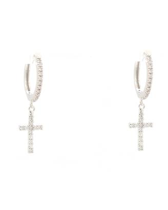 Orecchini croci in oro bianco con diamanti