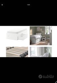 Letto singolo bianco con 2 cassettoni
