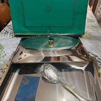 Risottiera grande acciaio inox e oro 24 k