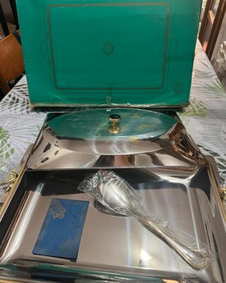 Risottiera grande acciaio inox e oro 24 k