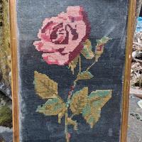 Quadro antico ricamo a mano punto a croce