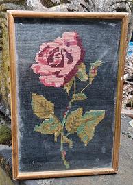 Quadro antico ricamo a mano punto a croce