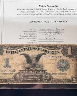 Banconota 1 dollaro " black eagle" 1899 periziata