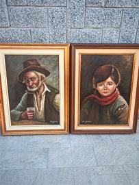 coppia quadri vintage ad olio firmati Di Gennaro