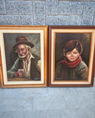 coppia quadri vintage ad olio firmati Di Gennaro