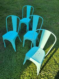 Sedie acciaio modello Tolix verde acqua