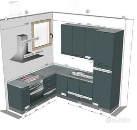 Cucina Moderna ad angolo completa di elettrodr.
