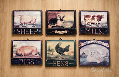Set completo 6 quadretti vintage stile country